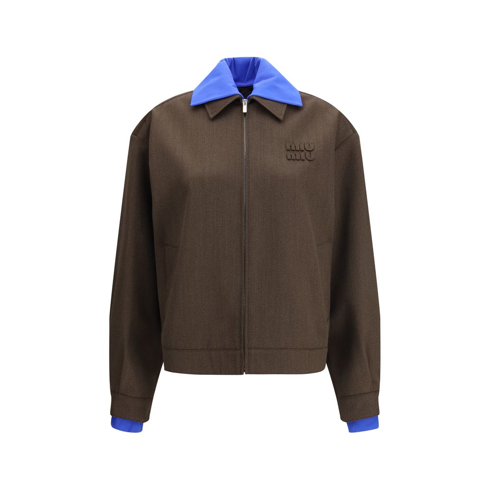 Brown Fleece Wool Bomber Miu Miu