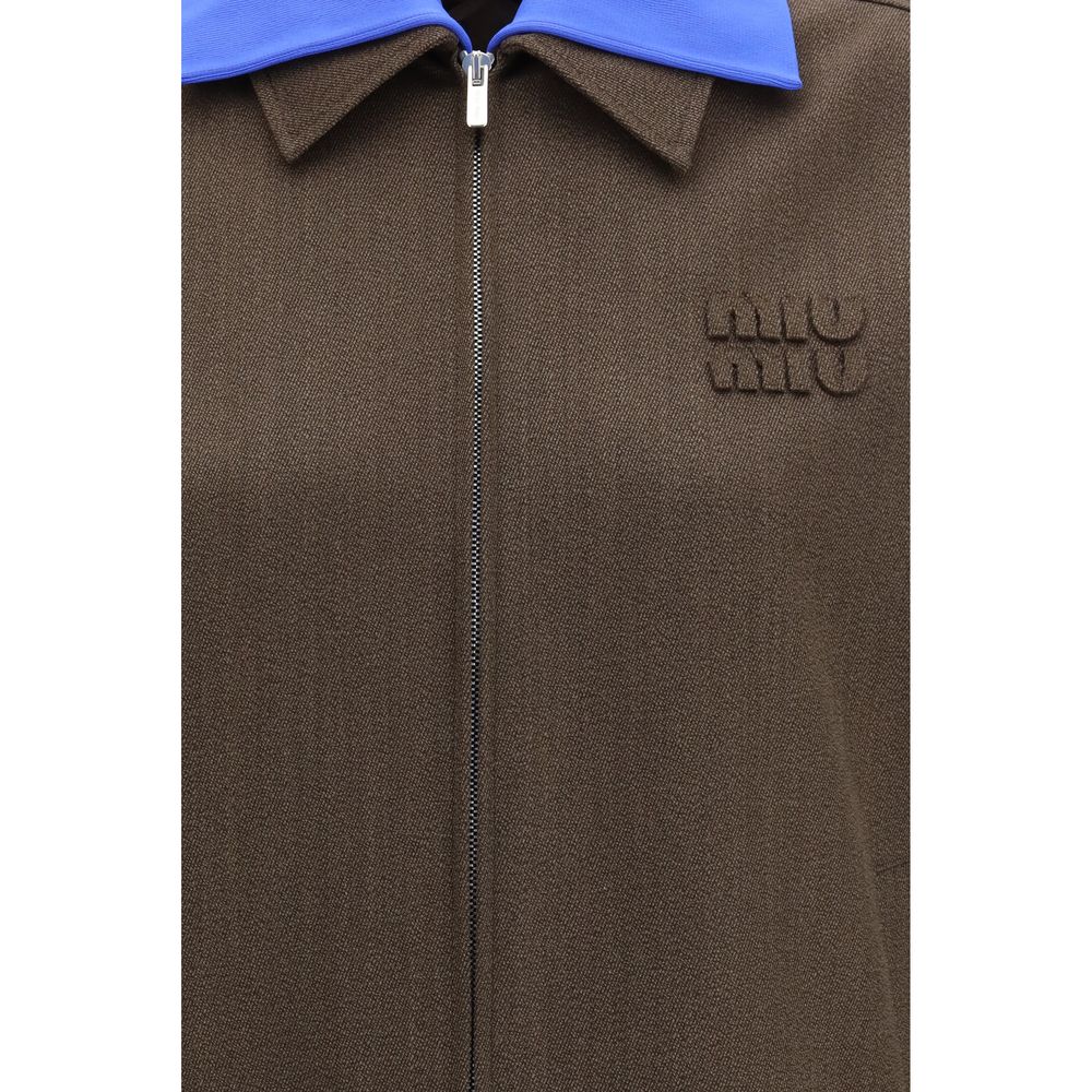 Brown Fleece Wool Bomber Miu Miu
