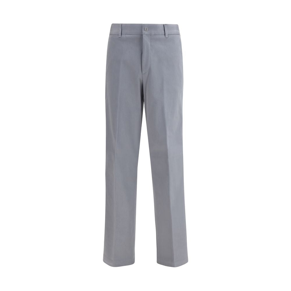 Gray Cotton Casual Pants Fendi