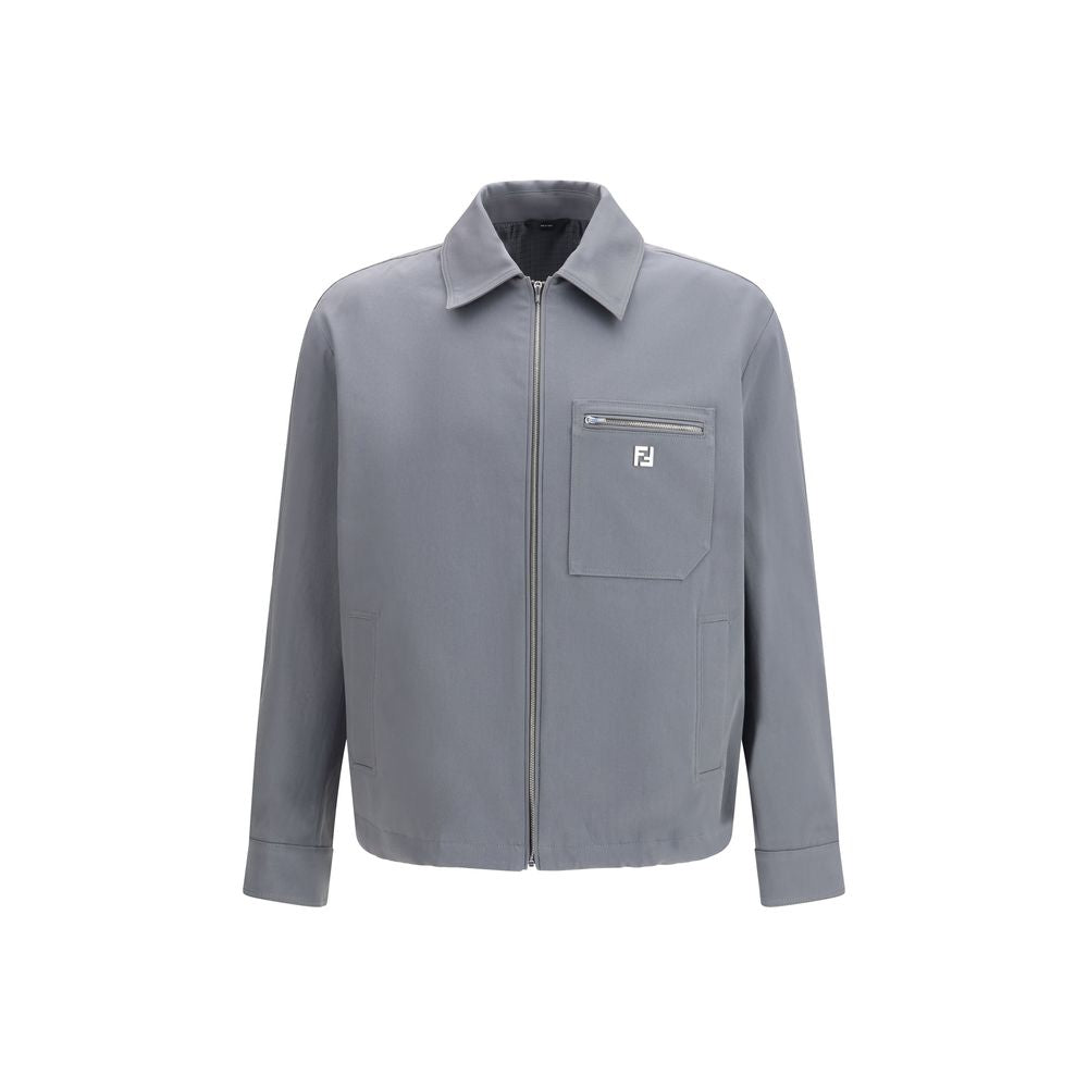 Gray Cotton Shell Jacket Fendi