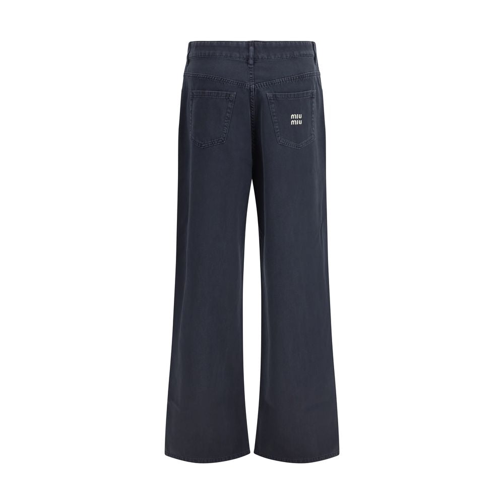 Blue Cotton Flared Jeans Miu Miu