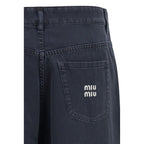 Blue Cotton Flared Jeans Miu Miu