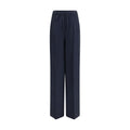 Blue Silk Casual Pants