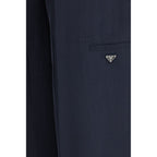 Blue Silk Casual Pants