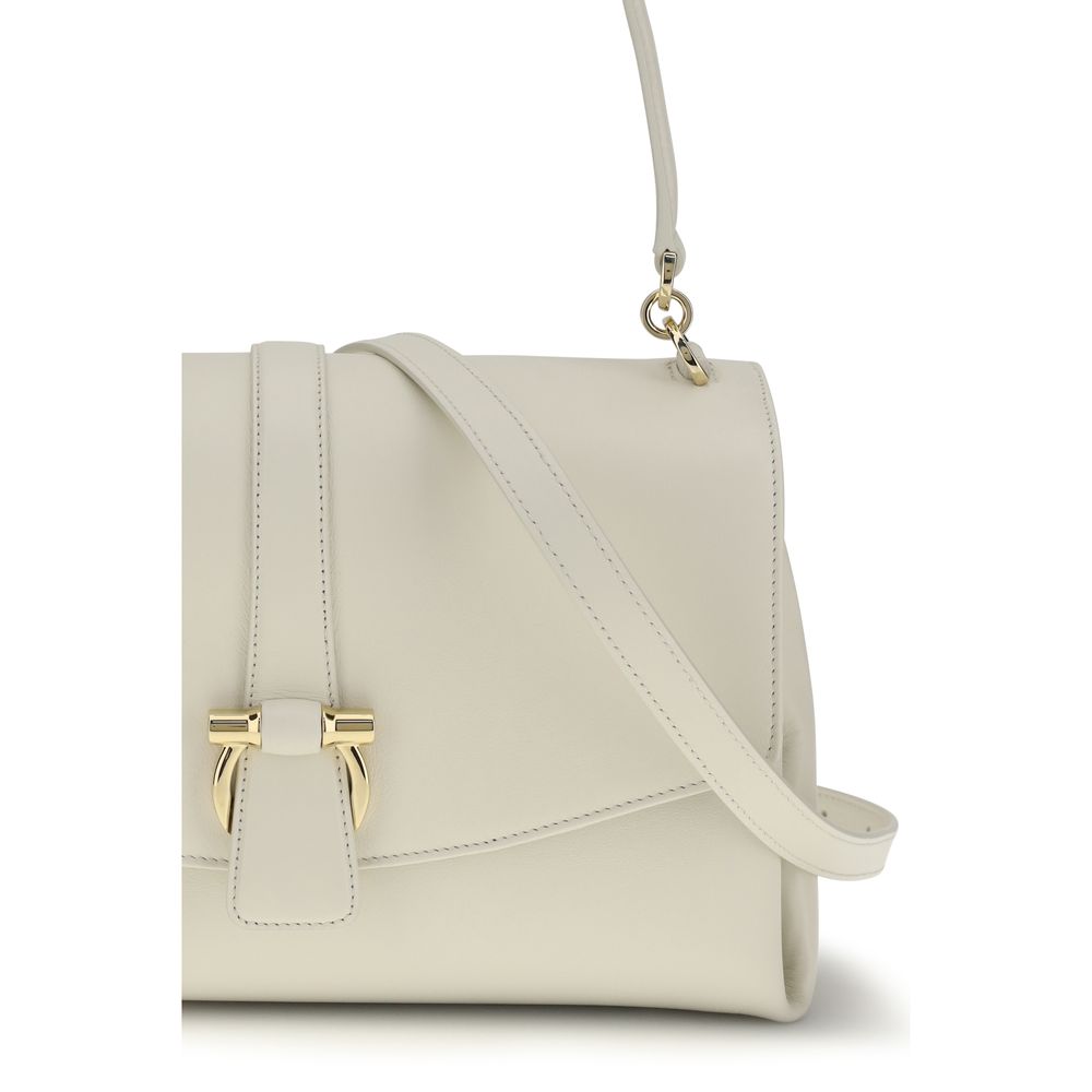 White Calf Leather Bos Taurus Shoulder Bag Ferragamo