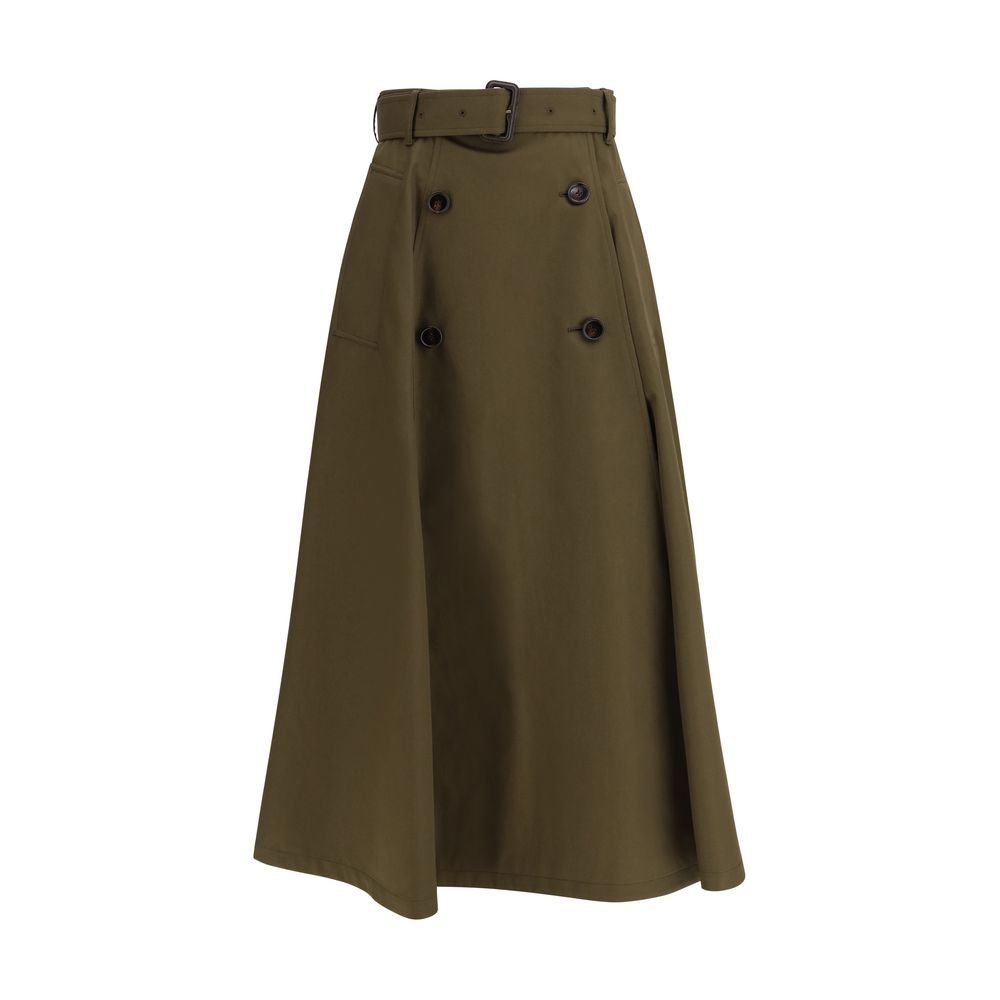 Bicolor Cotton Midi Skirt Burberry