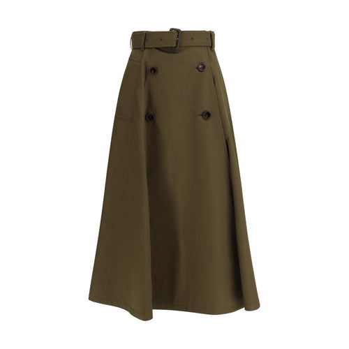 Bicolor Cotton Midi Skirt Burberry