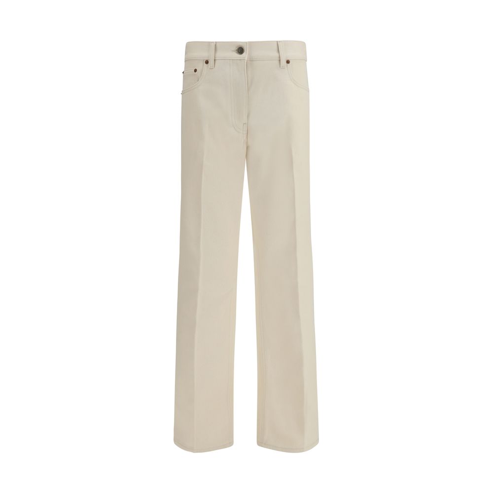 Beige Cotton Flared Jeans Valentino