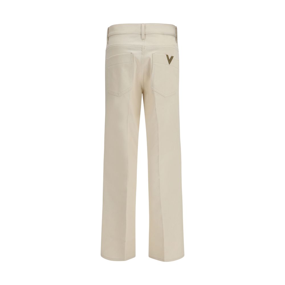 Beige Cotton Flared Jeans Valentino