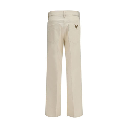 Beige Cotton Flared Jeans Valentino
