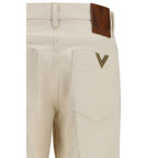 Beige Cotton Flared Jeans Valentino