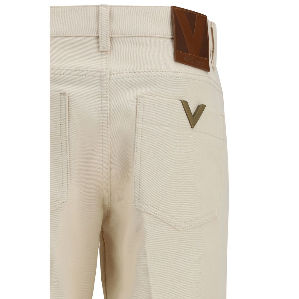 Beige Cotton Flared Jeans Valentino