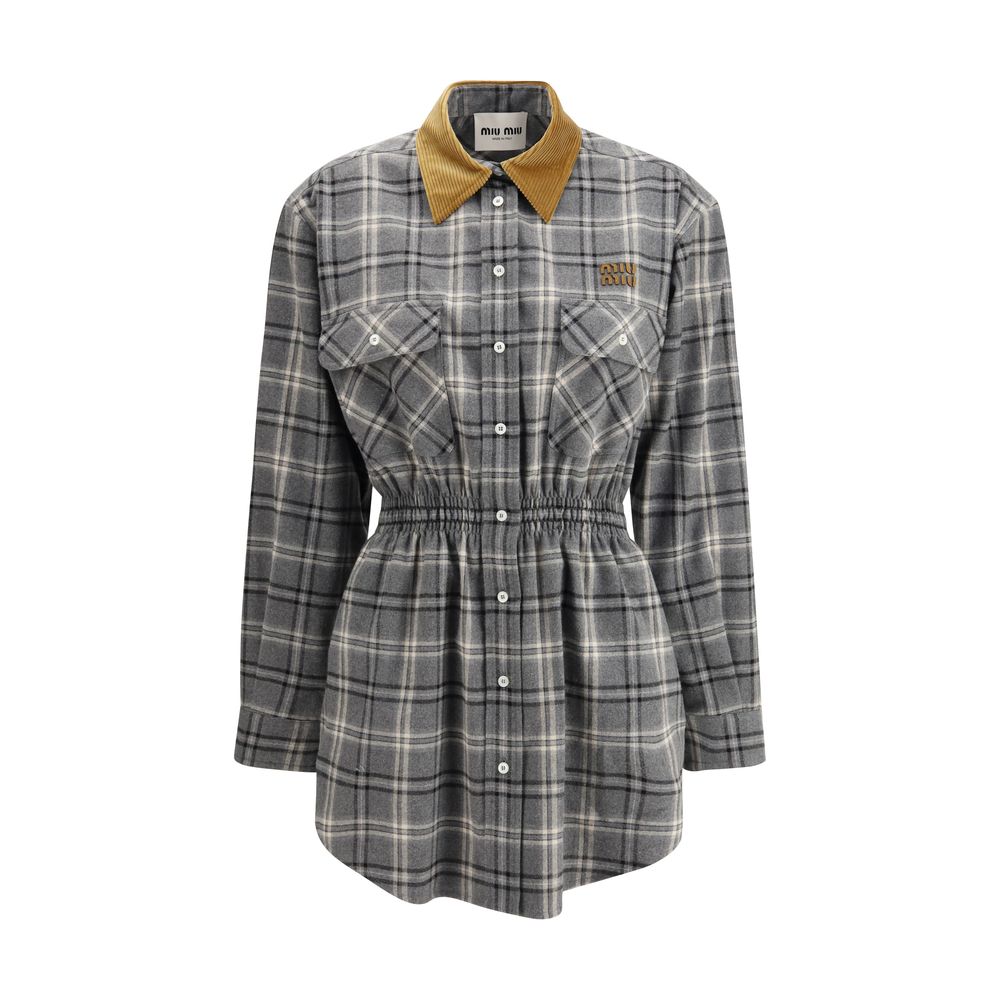 Gray Cotton Casual Dress Miu Miu