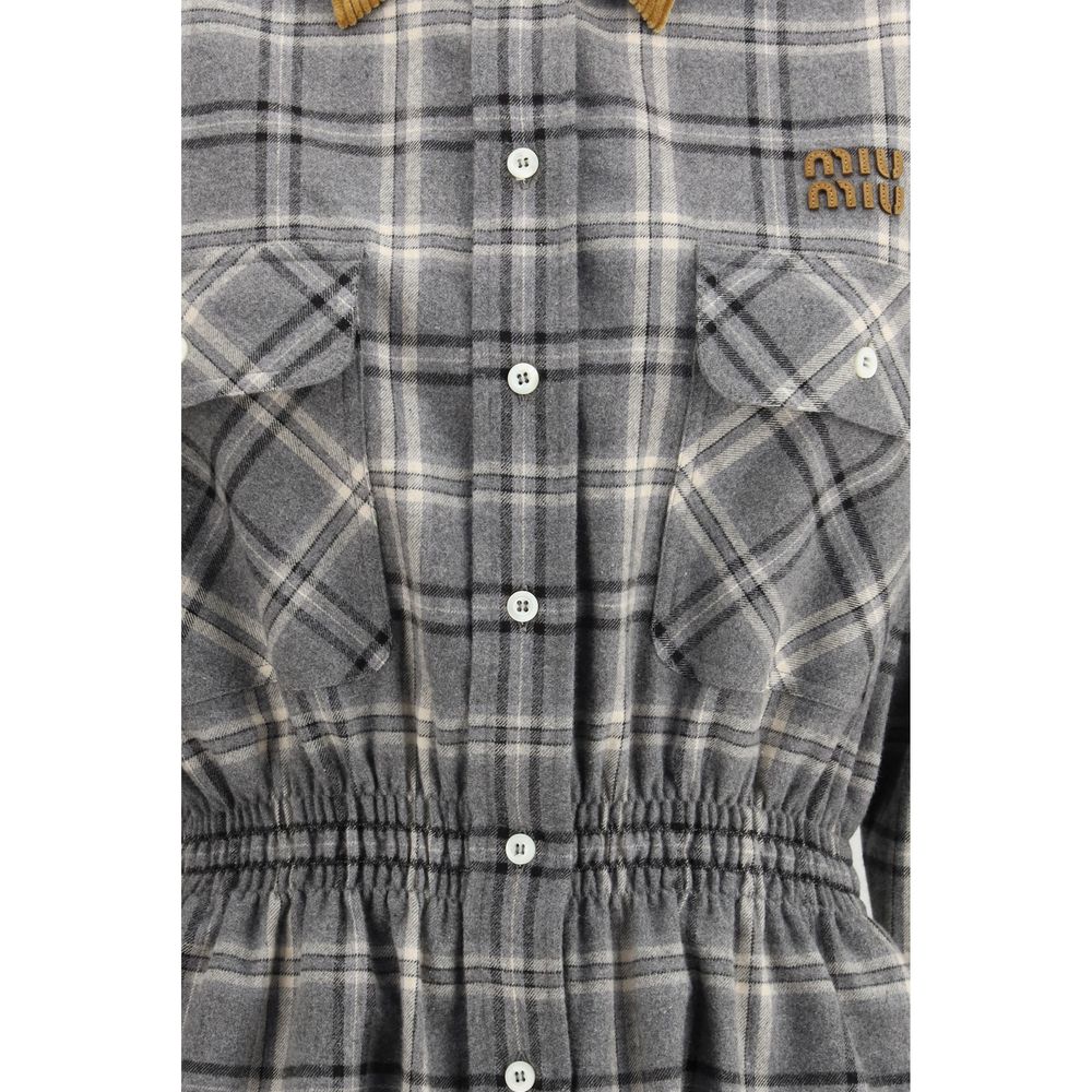 Gray Cotton Casual Dress Miu Miu