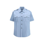 Blue Cotton Shortsleeve Shirt Prada