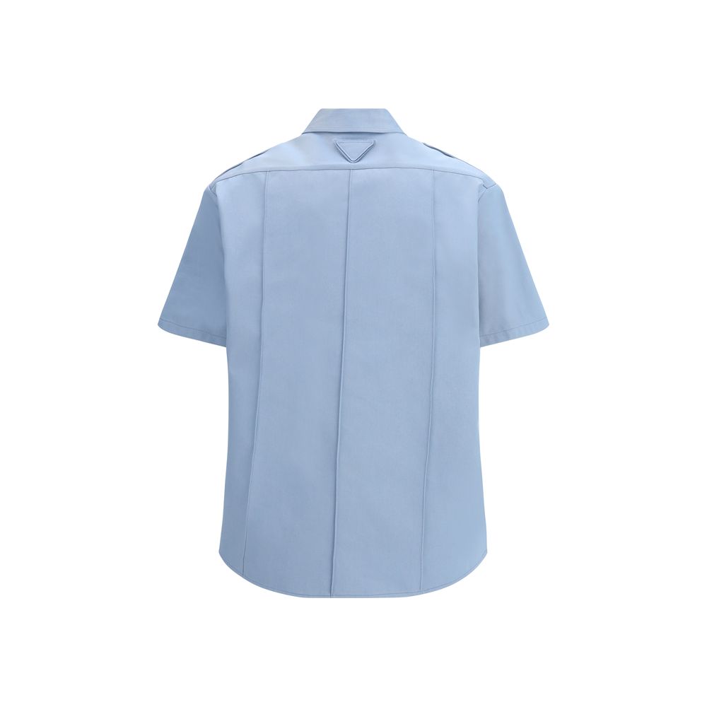 Blue Cotton Shortsleeve Shirt Prada