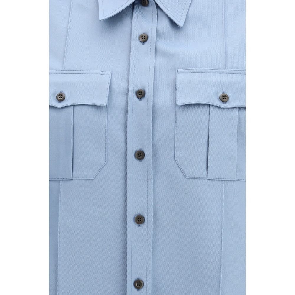 Blue Cotton Shortsleeve Shirt Prada