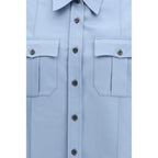 Blue Cotton Shortsleeve Shirt Prada