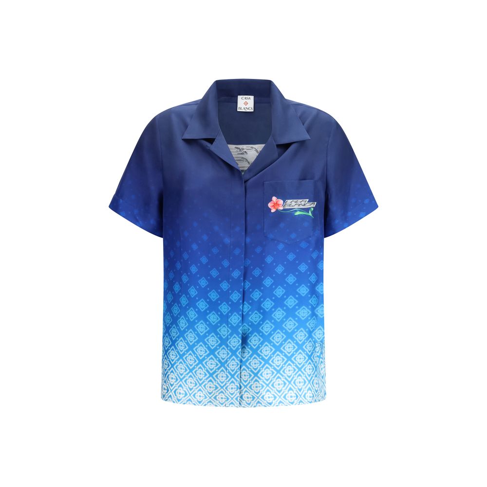 Blue Silk Pattern Shirt Casablanca