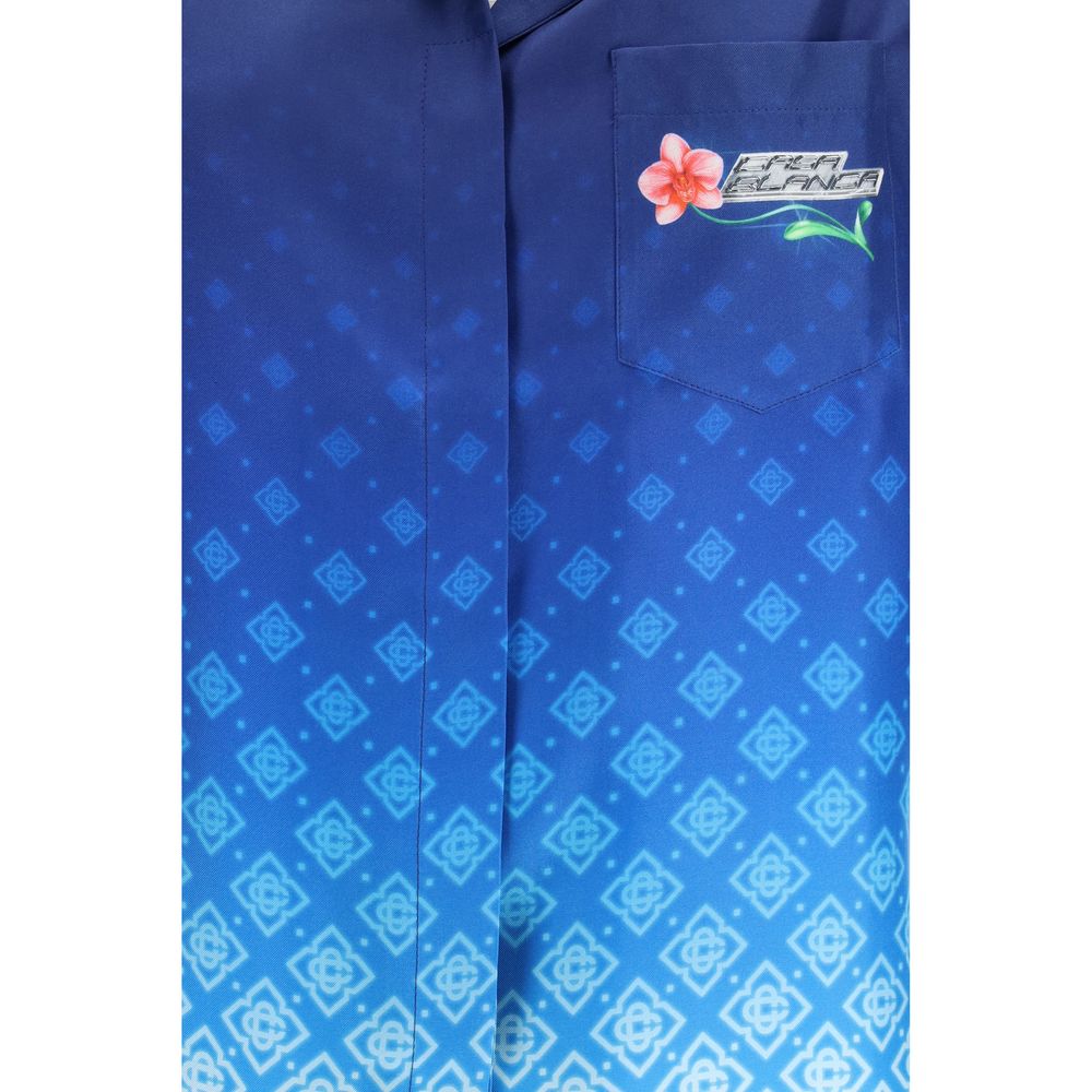Blue Silk Pattern Shirt Casablanca