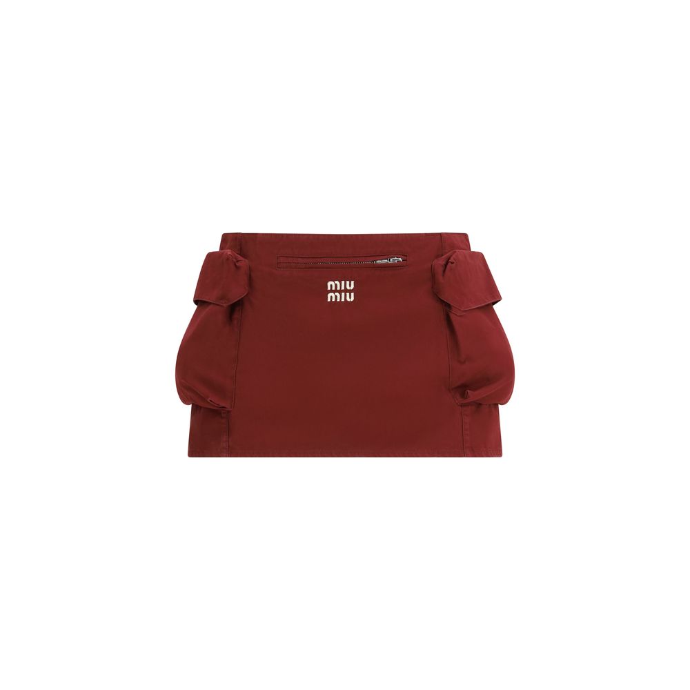Bordeaux Cotton Mini Skirt Miu Miu
