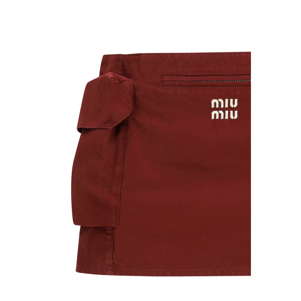 Bordeaux Cotton Mini Skirt Miu Miu