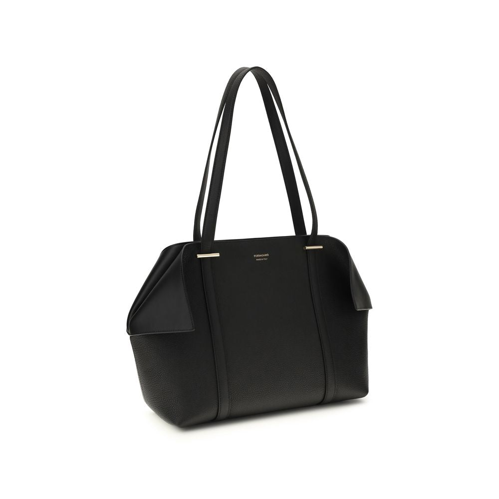 Black Calf Leather Bos Taurus Shoulder Bag Ferragamo