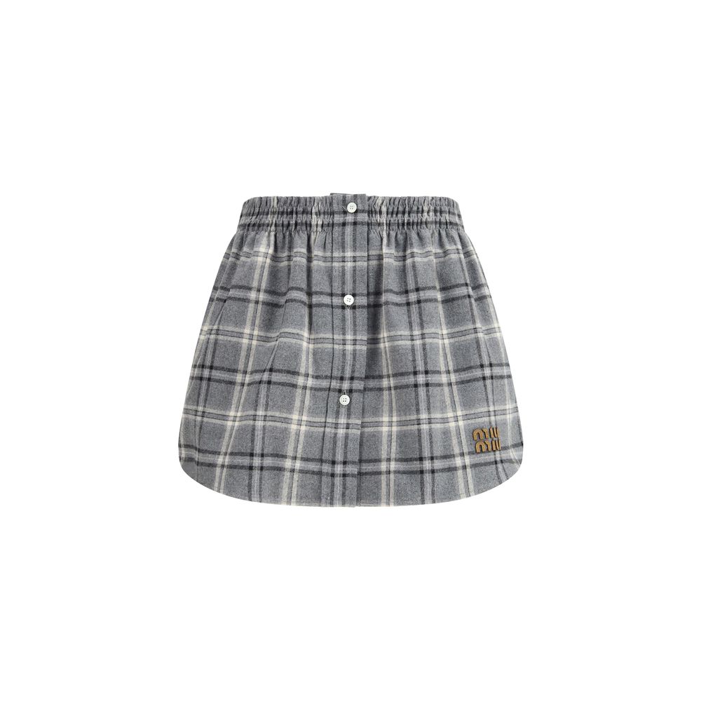 Miu Miu Gray Cotton Mini Skirt Miu Miu