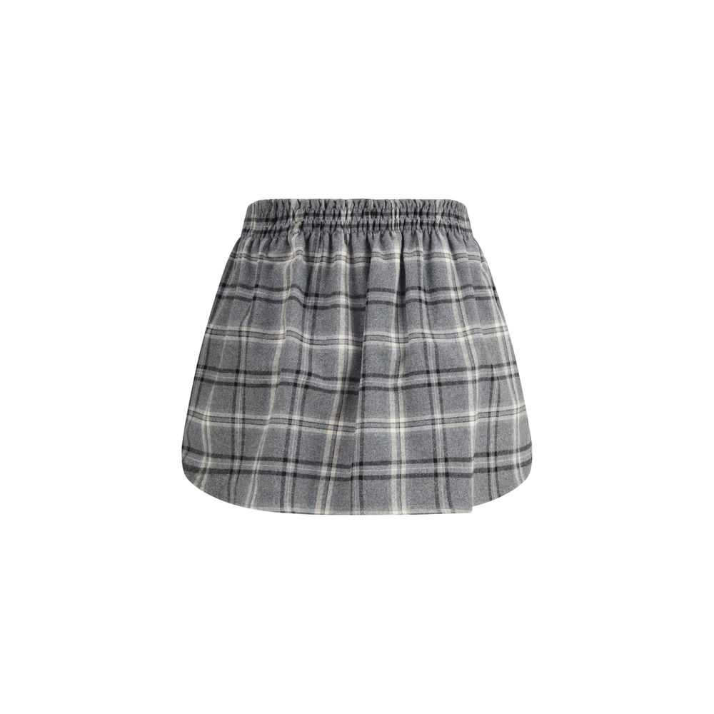 Miu Miu Gray Cotton Mini Skirt Miu Miu