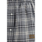 Miu Miu Gray Cotton Mini Skirt Miu Miu