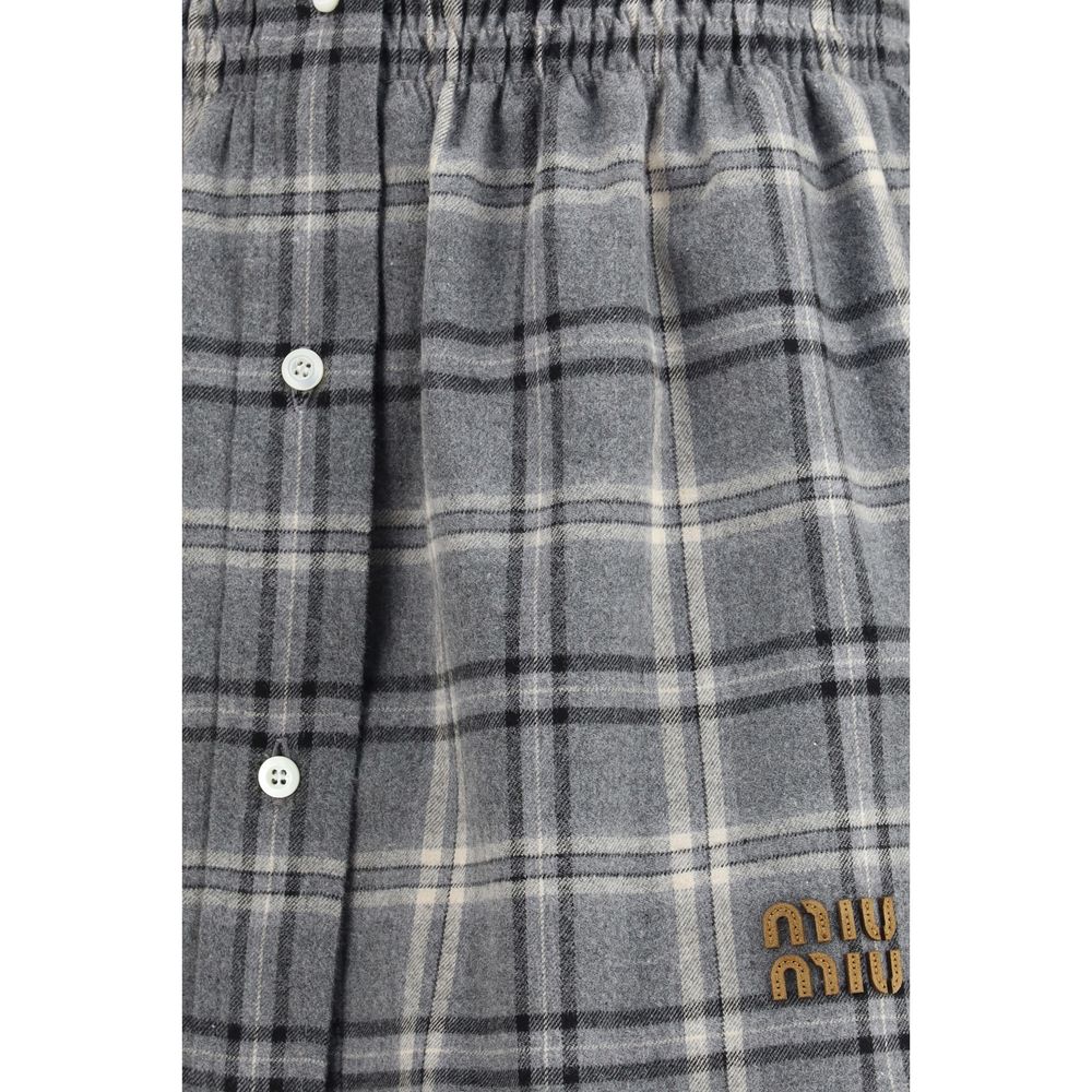 Miu Miu Gray Cotton Mini Skirt Miu Miu