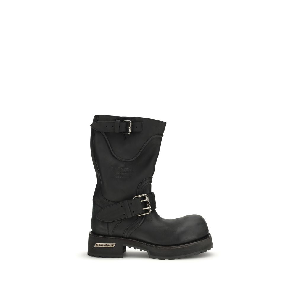 Black Calf Leather Bos Taurus Lace-Up Boots Balenciaga