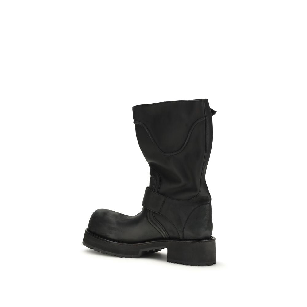 Black Calf Leather Bos Taurus Lace-Up Boots Balenciaga