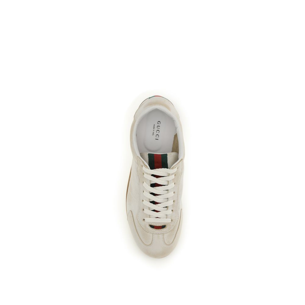 White Calf Leather Bos Taurus Low Top Sneakers Gucci