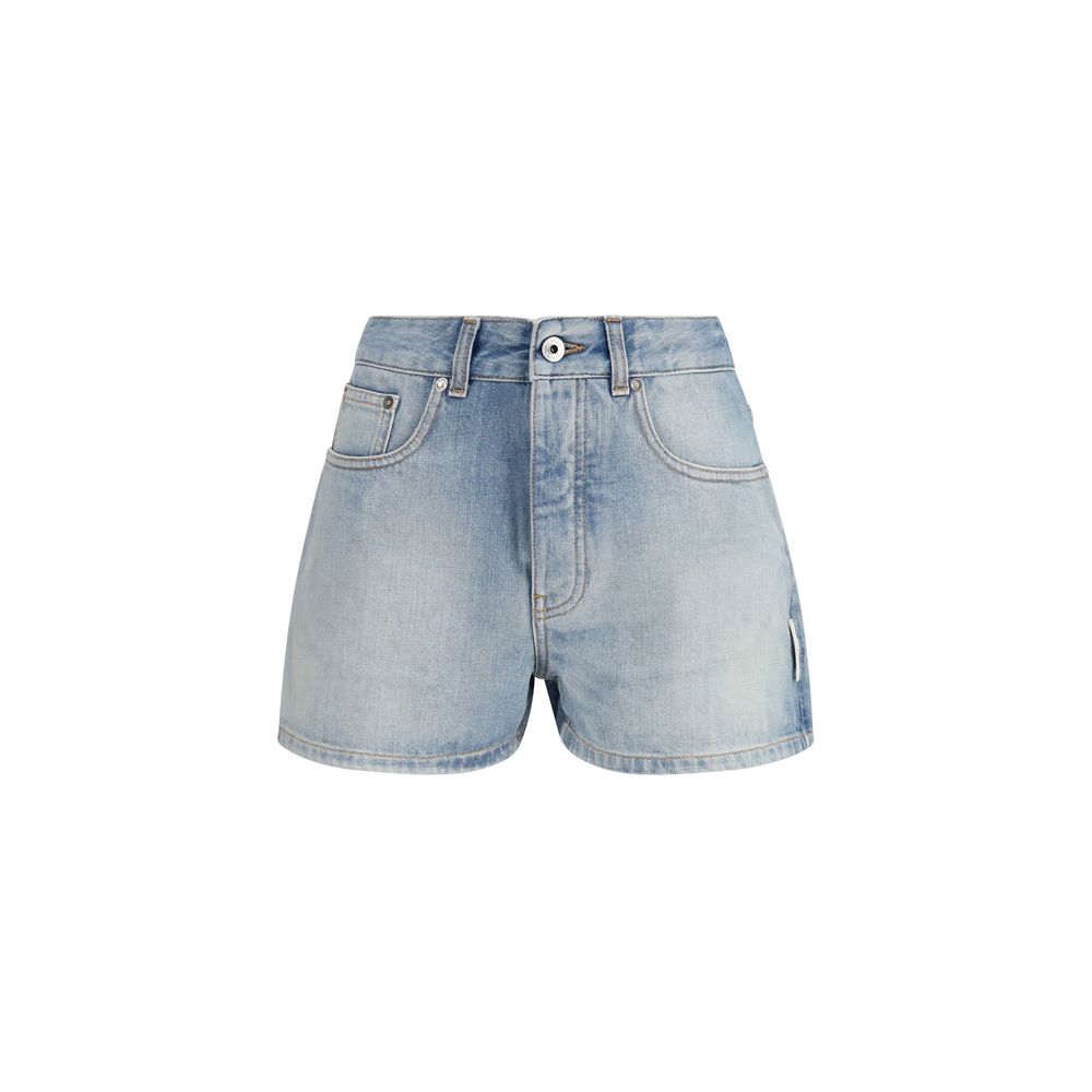 Blue Cotton Bermuda Shorts Off-White