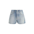 Blue Cotton Bermuda Shorts Off-White