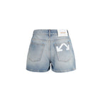 Blue Cotton Bermuda Shorts Off-White