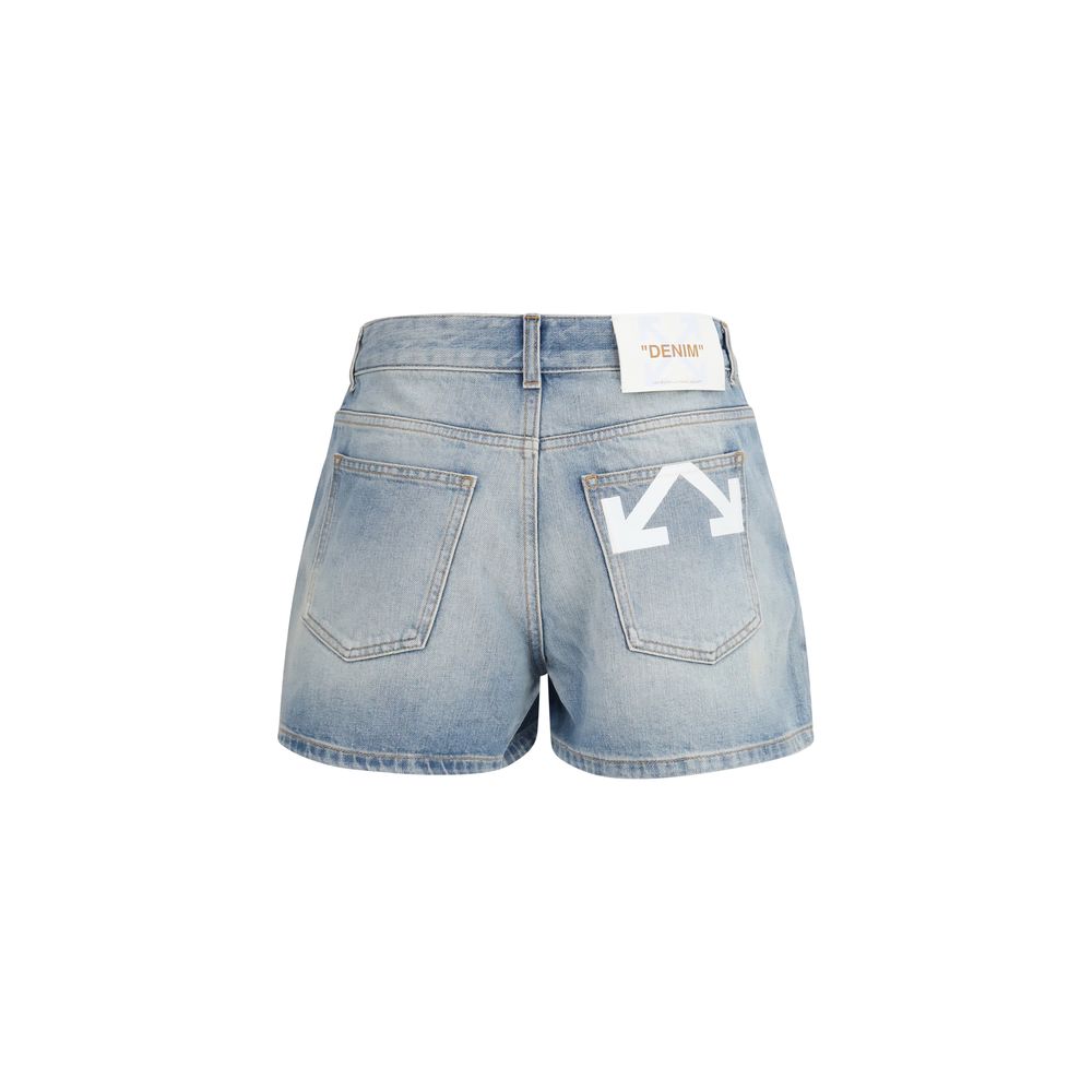 Blue Cotton Bermuda Shorts Off-White