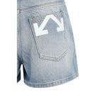Blue Cotton Bermuda Shorts Off-White