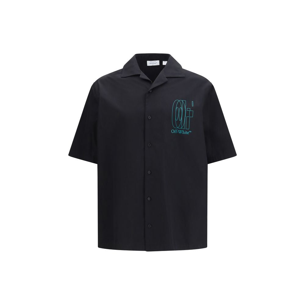 Black Cotton Shortsleeve Shirt Off-White