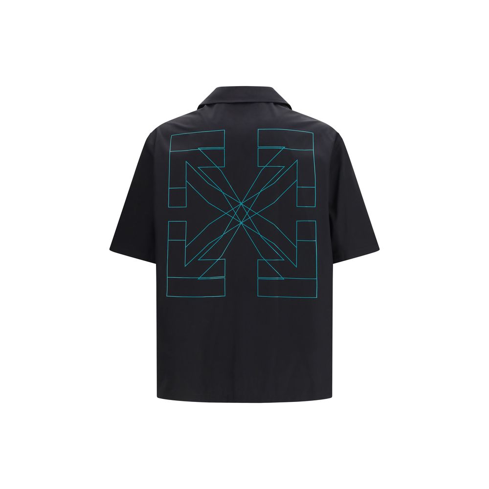 Black Cotton Shortsleeve Shirt Off-White