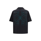Black Cotton Shortsleeve Shirt Off-White