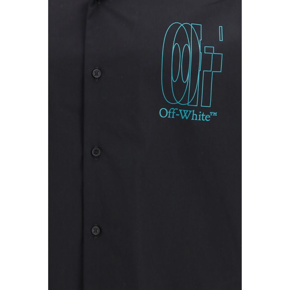 Black Cotton Shortsleeve Shirt Off-White