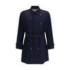 Blue Cotton Trench Coat Burberry