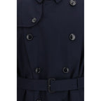 Blue Cotton Trench Coat Burberry