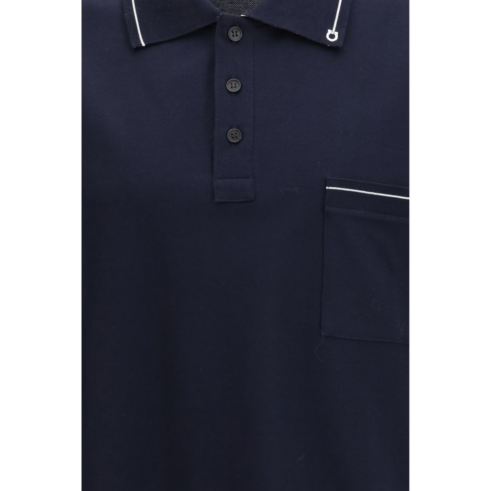 Blue Cotton Polo Shirt Ferragamo