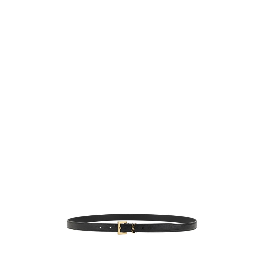 Black Calf Leather Bos Taurus Regular Belt Saint Laurent