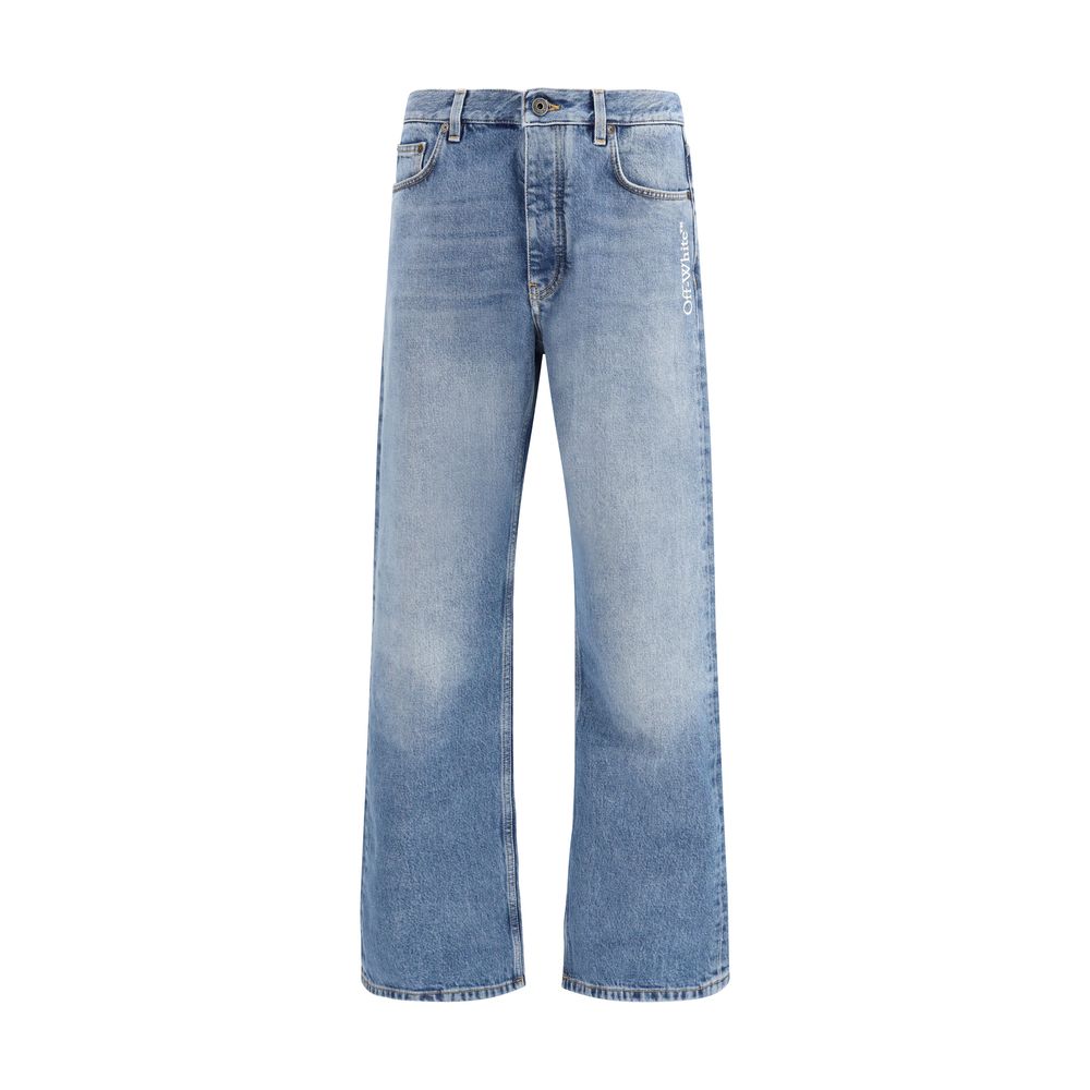 Blue Cotton Relaxed Fit Jeans Off-White