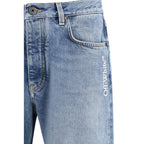 Blue Cotton Relaxed Fit Jeans Off-White