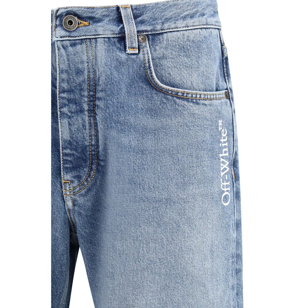Blue Cotton Relaxed Fit Jeans Off-White